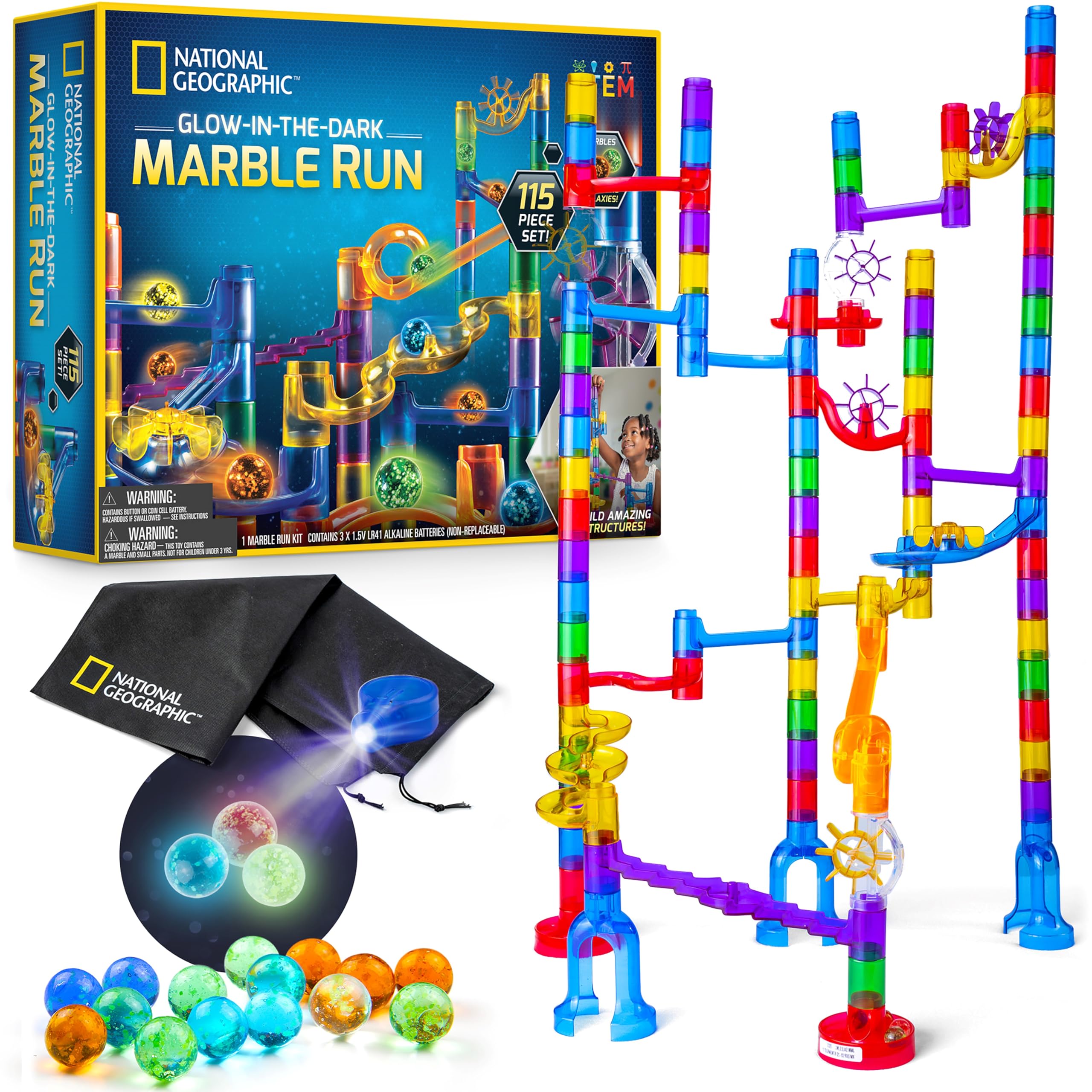 Amazon.com: National Geographic Glowing Marble Run – 115 Piece
